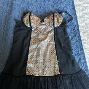 Elegant Black and Gold Lace Chemise